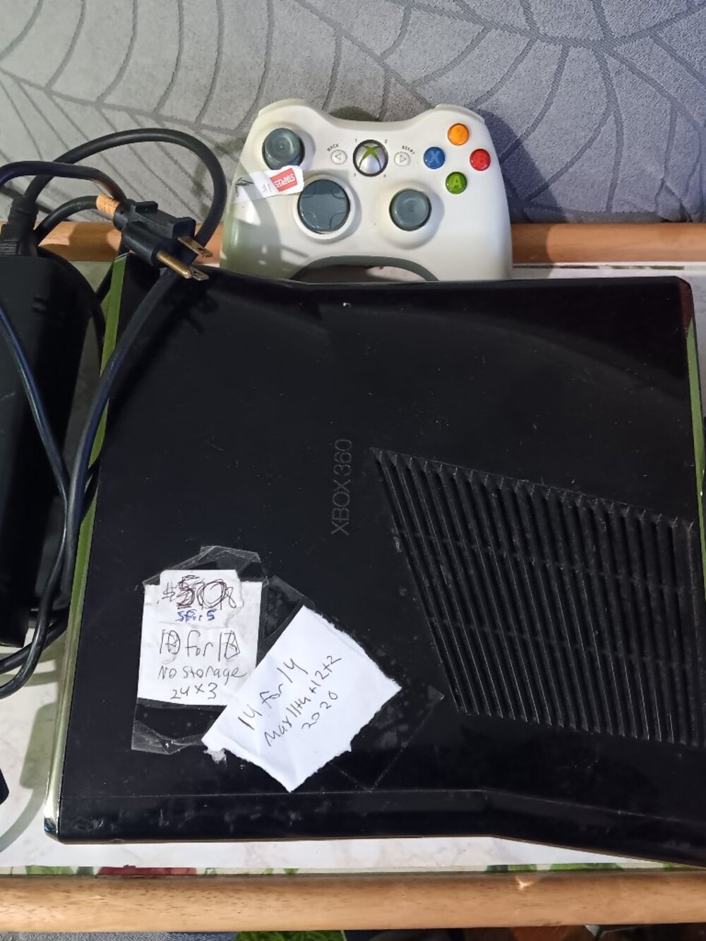 Xbox 360 S Slim Console + System Cables + Controller (Stick Drift)